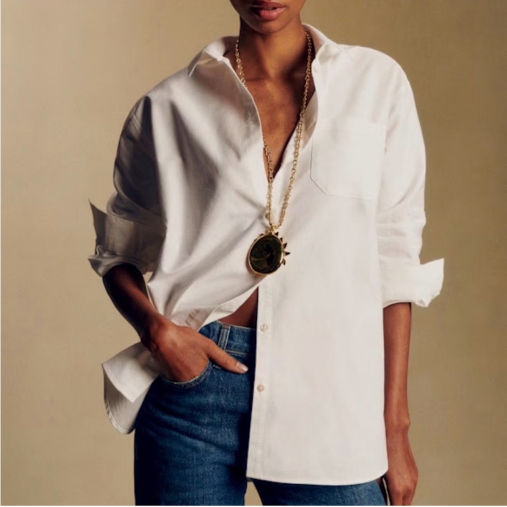 Sezane Max Shirt White Button Down size 36/US 4